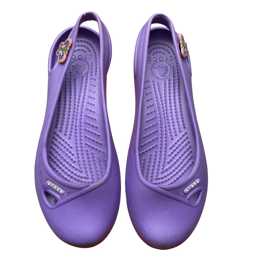 Crocs Malindi Ballet Flats Butterfly Charms Purple Y2K Kidcore Soft Girl W6